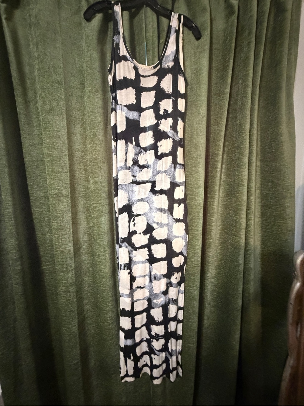 Michael Stars Sleeveless Black & Cream Patterned Maxi Dress